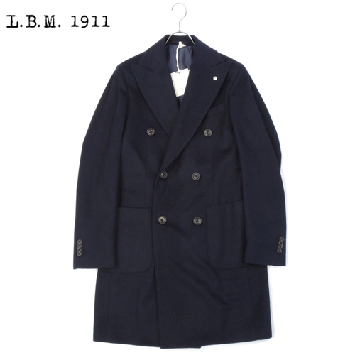 【40%OFF・新品・46】L.B.M.1911(エルビーエム)ウールカシミヤフランネル ダブル6Bチェスターコート ネイビー 7487-00515拍卖