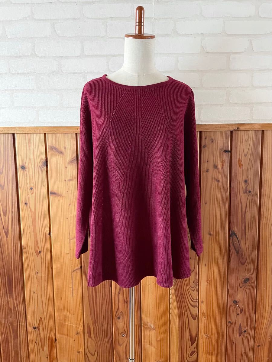 Lily Merry レディース ニット セーター 3Lサイズ 長袖 ワインレッド 赤紫 L-XL アクリル プルオーバー knit sweater ② 拍卖