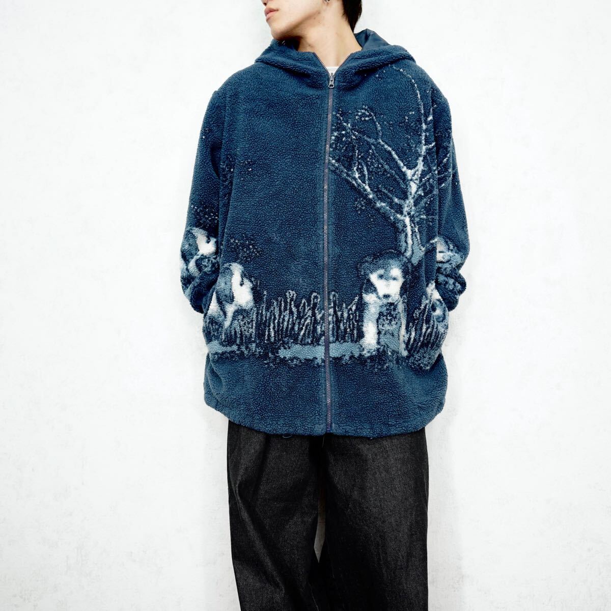 *SPECIAL ITEM* USA VINTAGE cobblestone canyon DOGS HIGH NECK ZIP UP FLEECE BLOUSON/アメリカ古着わんこジップアップフリースブルゾン拍卖