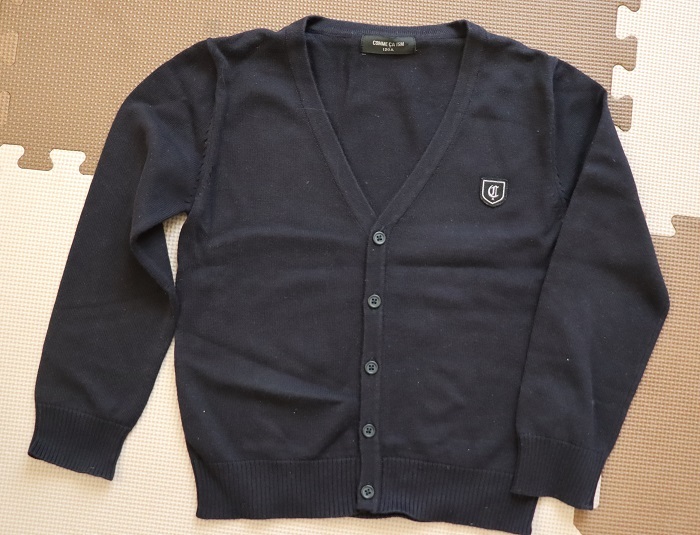 綺麗コムサイズム120A黒・濃紺カーディガン/カーデ/ブラックフォーマル/小学校受験卒園式入園式葬式法事弔辞慶事結婚式 男の子拍卖