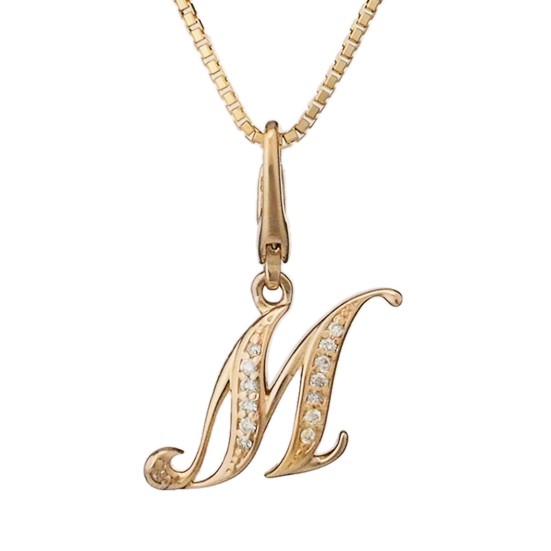 ゆきざき ダイヤモンド アルファプティ イニシャルM チャーム Y.ALPHA.PUTITE.32.22.M ネックレス K18PG 箱・証明カード付拍卖