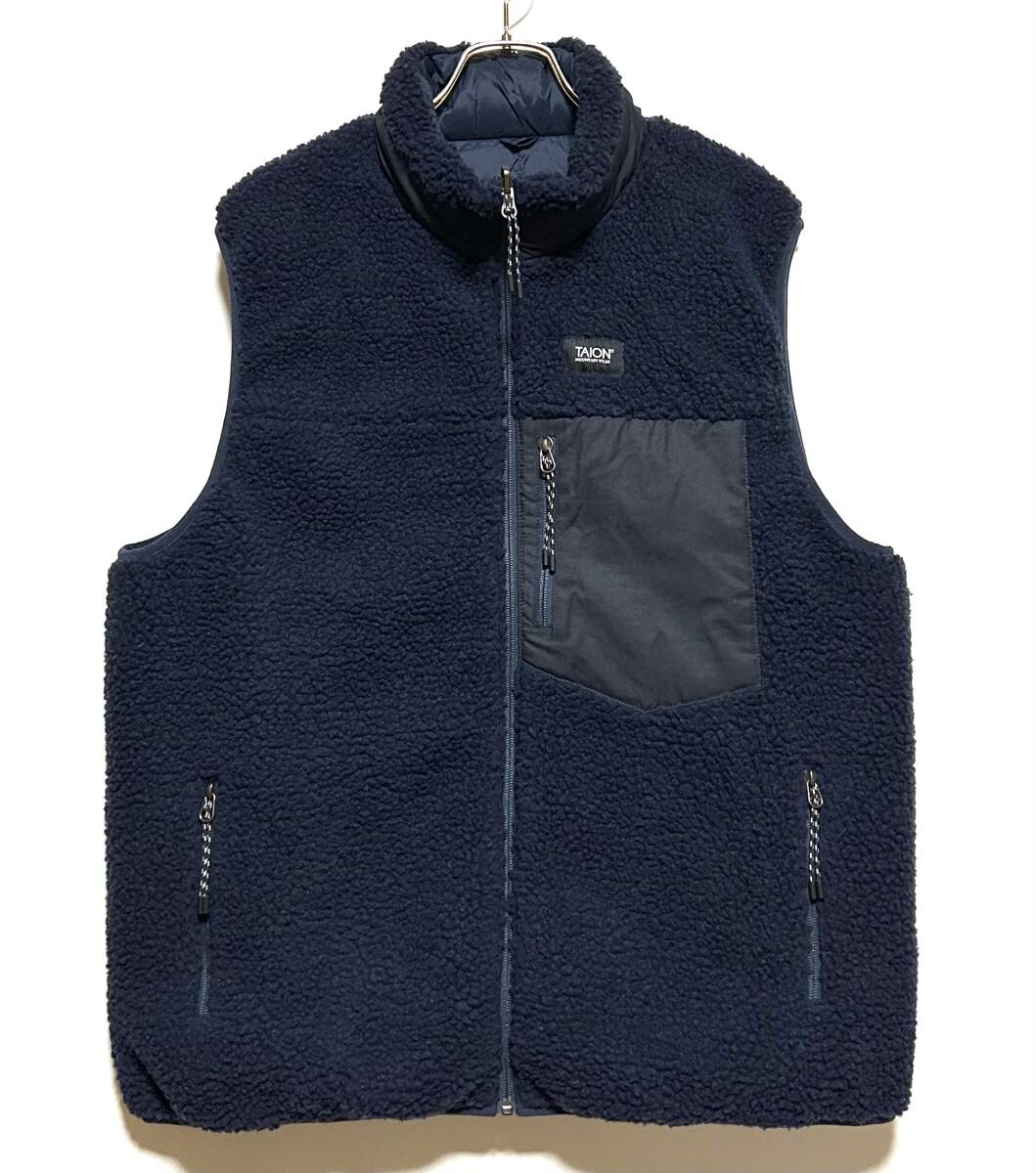 TAION DOWN/BOA REVERSIBLE VEST(2XL)XXL ネイビー タイオン ダウン ボア リバーシブル ベスト シェルパ フリース 体温拍卖