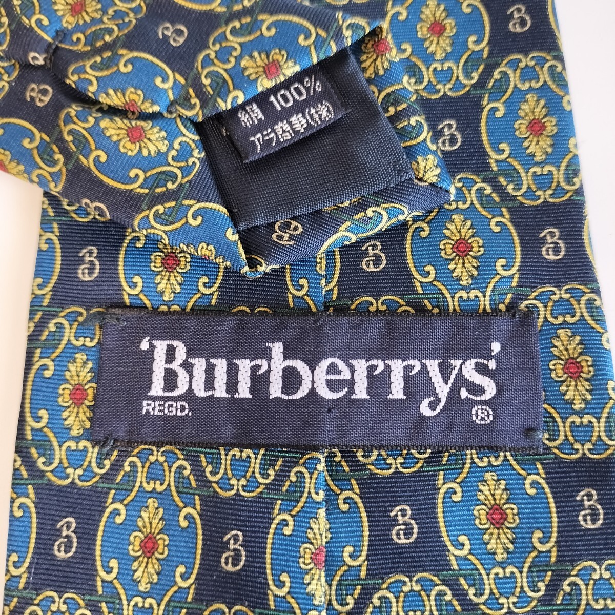 BURBERRY(バーバリー)紺水色模様Bネクタイ拍卖