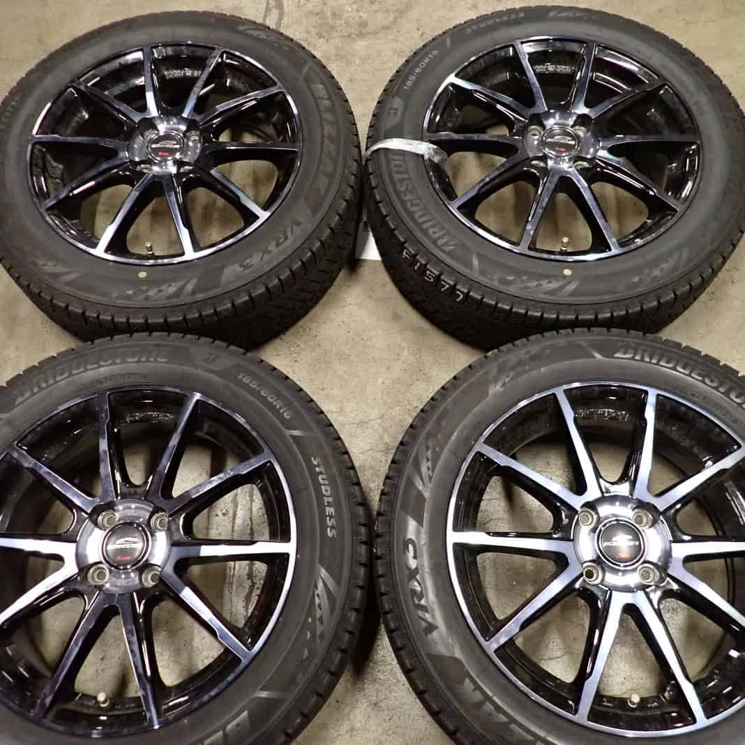 冬4本SET 会社宛 送料無料 185/60R16×6J 86Q ブリヂストン ブリザック VRX3 バリ溝 アルミ ノート e-POWER コンパクトカー 特価 NO,F1577拍卖