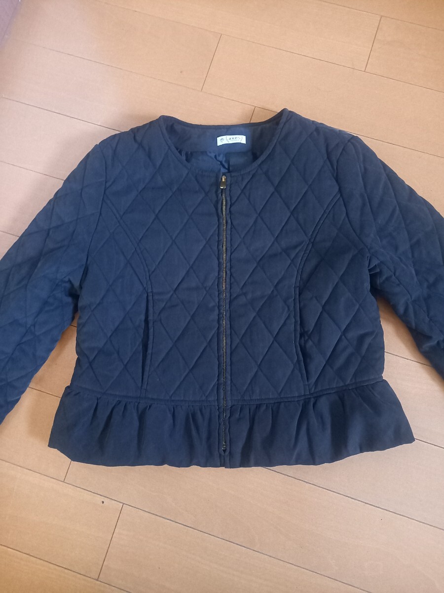 アクシーズファムaxesfemme ノーカラーキルティングジャケット M ブラック 黒拍卖