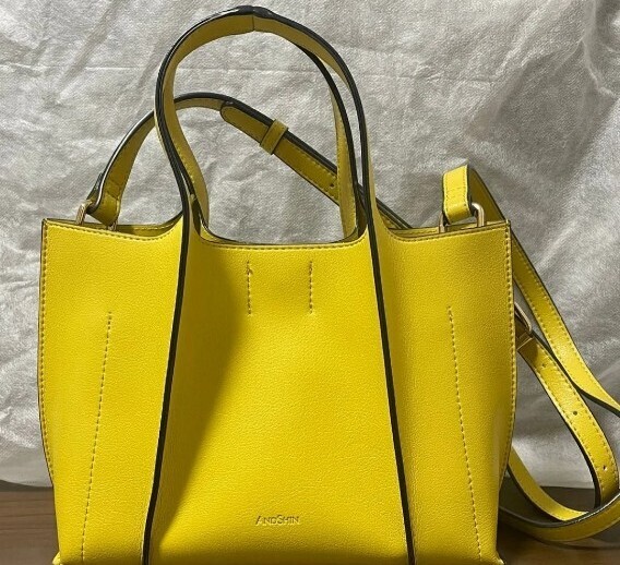 ANDSHIN ハンドバッグ マスタード イエロー 小さめ 差し色バッグ 2WAY 鞄 ショルダー 黄色拍卖