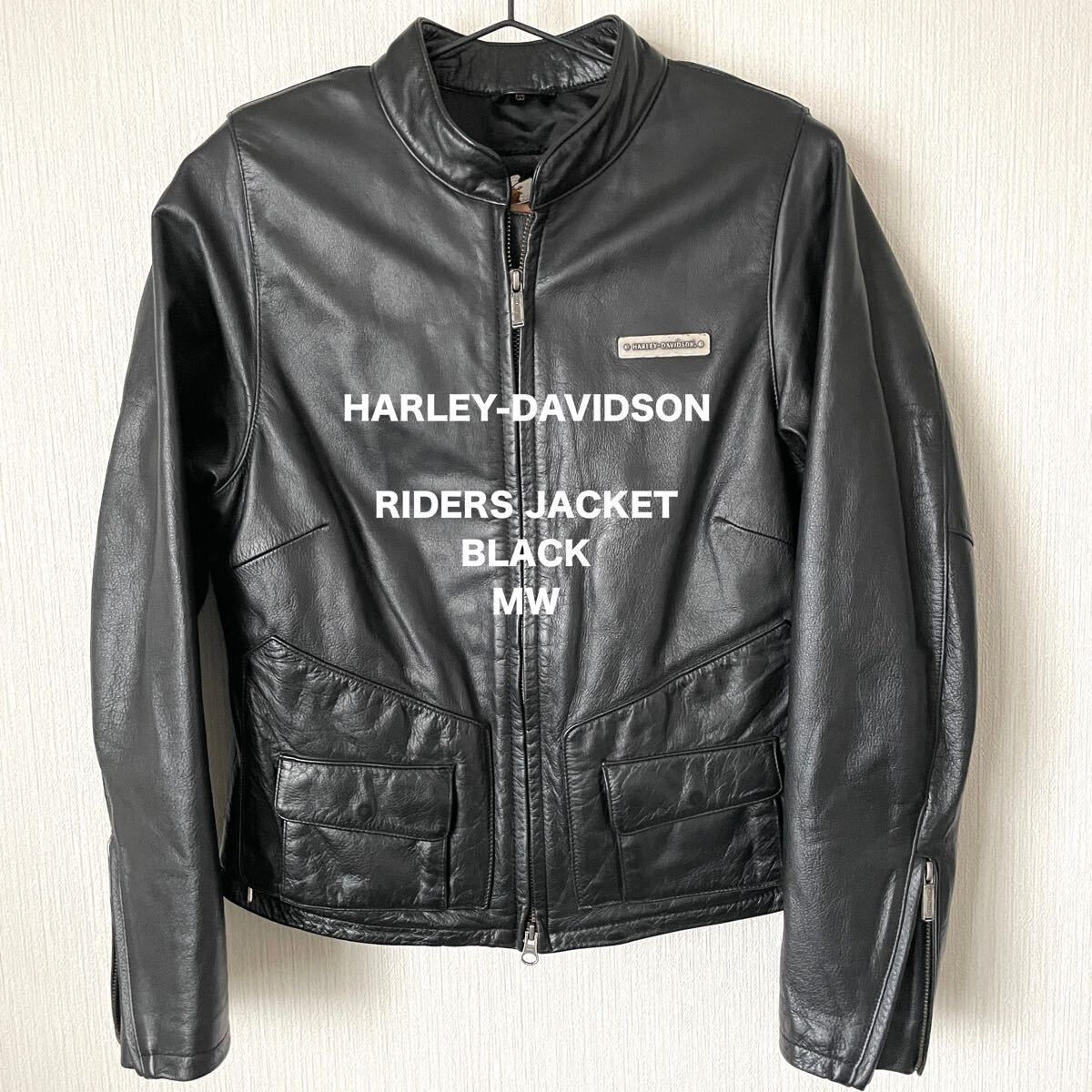 【HARLEY-DAVIDSON】ハーレーダビッドソン シングルライダースジャケット バイクウェア 本革 レザー 匿名配送 黒 ブラック レディース M拍卖