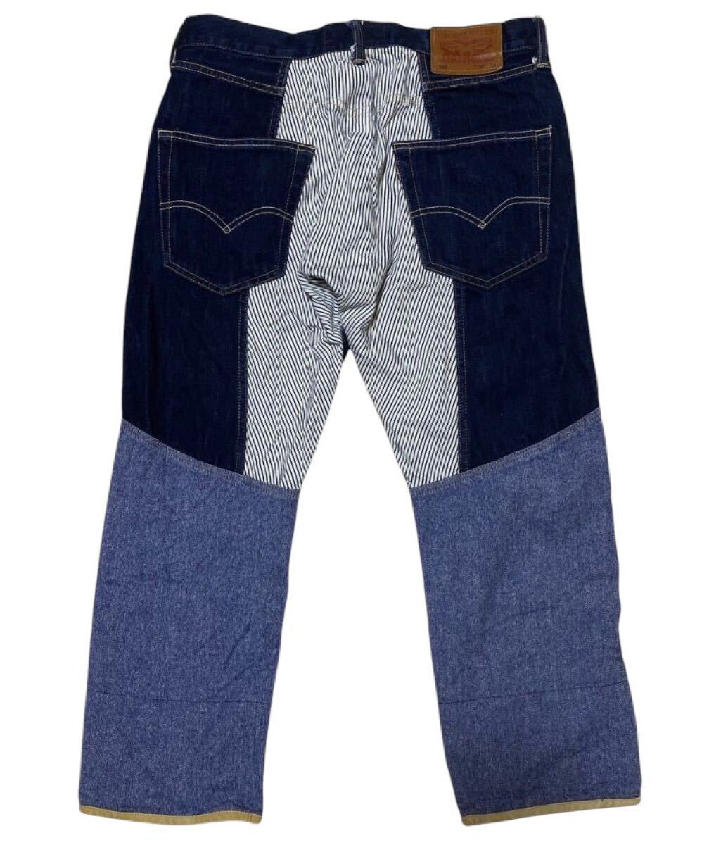 ■ アイ ジュンヤ ワタナベ マン コムデギャルソン × LEVI'S リーバイス ■ 505 ヒッコリー×ヘリンボーン クロップド丈 インディゴデニム拍卖