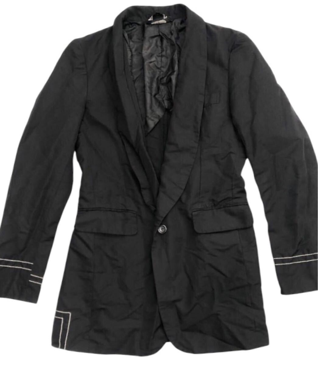 ■ BLACK COMME des GARCONS ブラック コムデギャルソン ■ ホワイト飾りステッチ 1釦 ブレザー ジャケット ブラック S拍卖