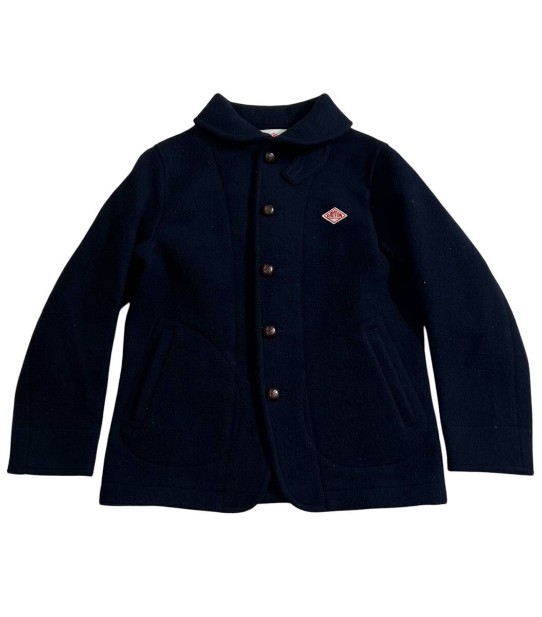 ■ DANTON ダントン ■ ロゴ ワッペン レザー釦 ウール モッサ ジャケット ネイビー 36拍卖