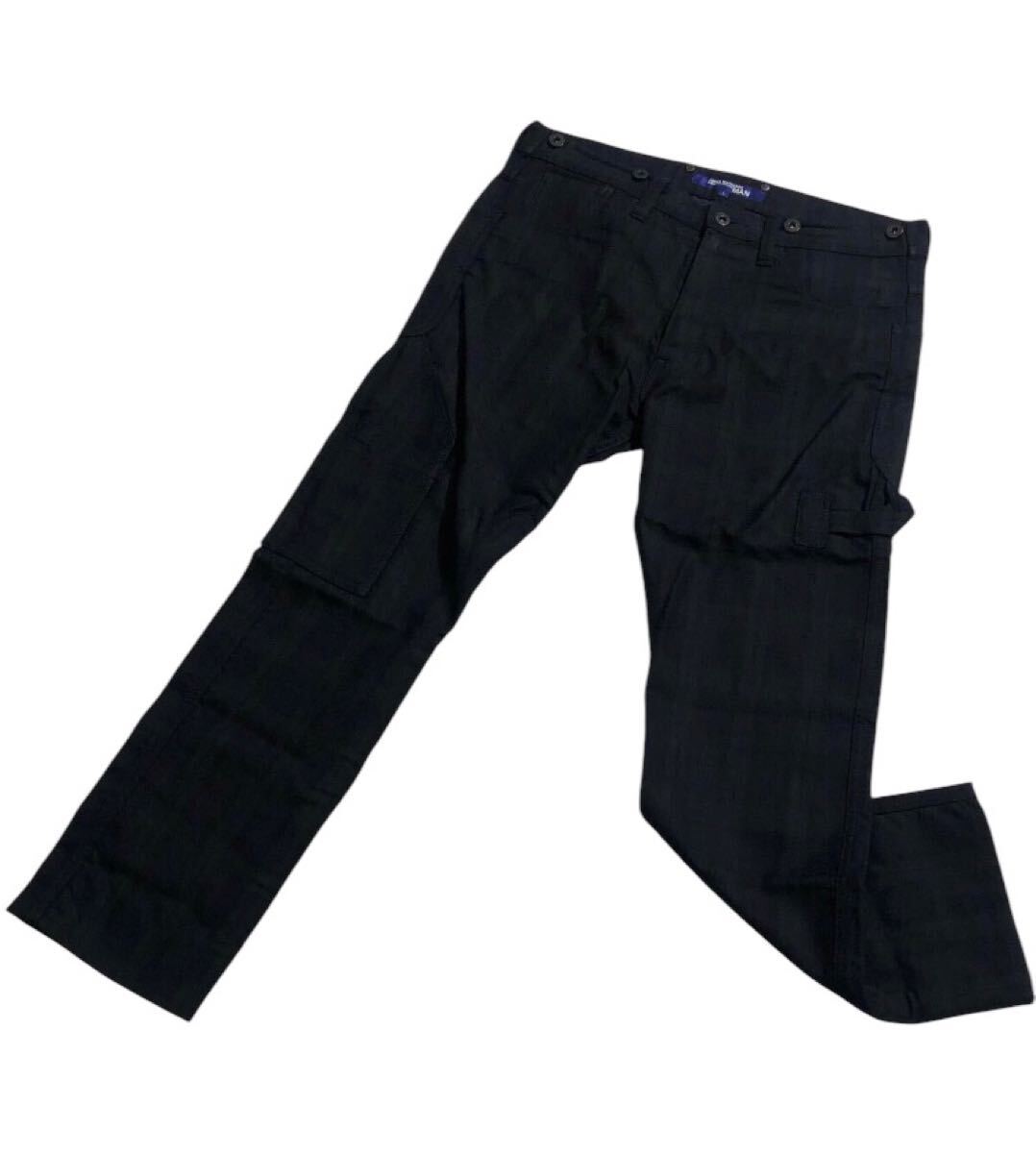 ■ JUNYA WATANABE MAN ジュンヤ ワタナベ マン コムデギャルソン ■ サスペンダー ボタン付 チェック柄 ウール ワークパンツ ブラック L拍卖