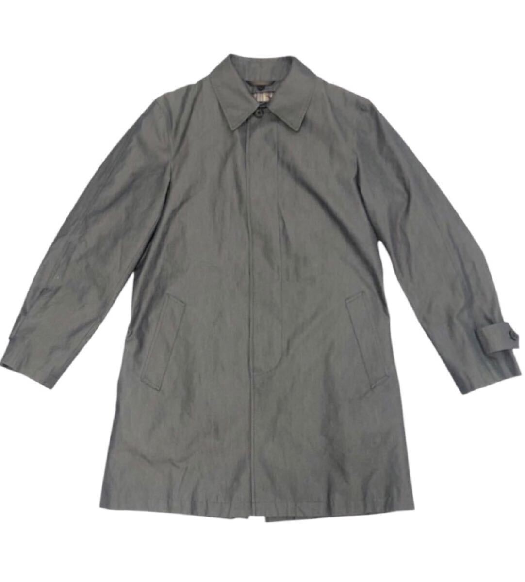 ■ PS Paul Smith ポールスミス ■ 着脱可能 ストライプ柄 ライナー ステンカラー コート グレー M拍卖