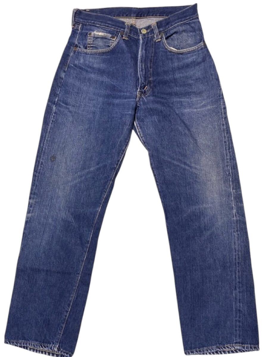 60s オリジナル ヴィンテージ ■ LEVIS リーバイス ■ LOT 502-0117 デカ文字 ビッグE 42タロンジップ ボタン裏8 インディゴ デニム W32L32拍卖