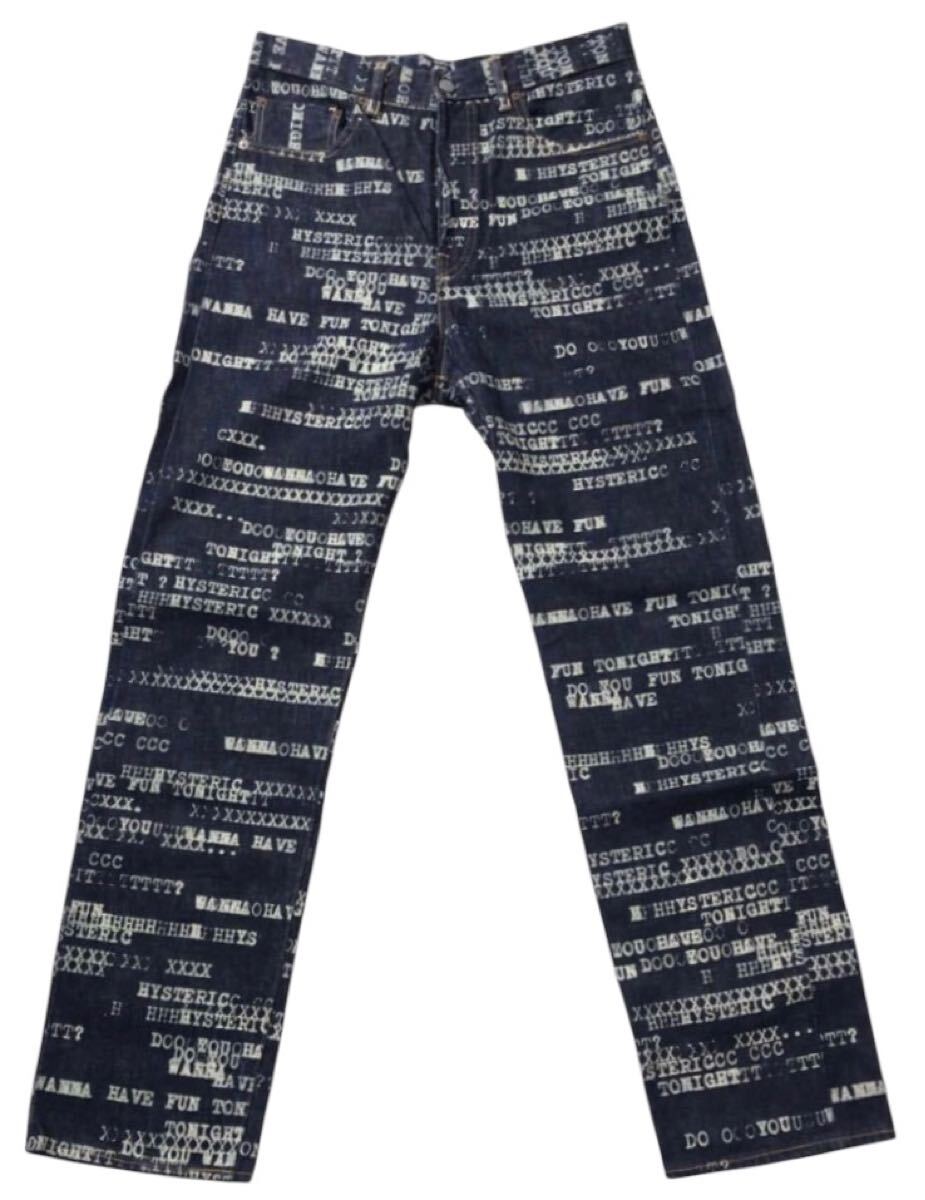 ■ THEE HYSTERIC XXX ジィ ヒステリック トリプルエックス ヒステリックグラマー ■ HAVE FUN TYPE LOGO 総柄 60s XX 尾錠付デニム拍卖