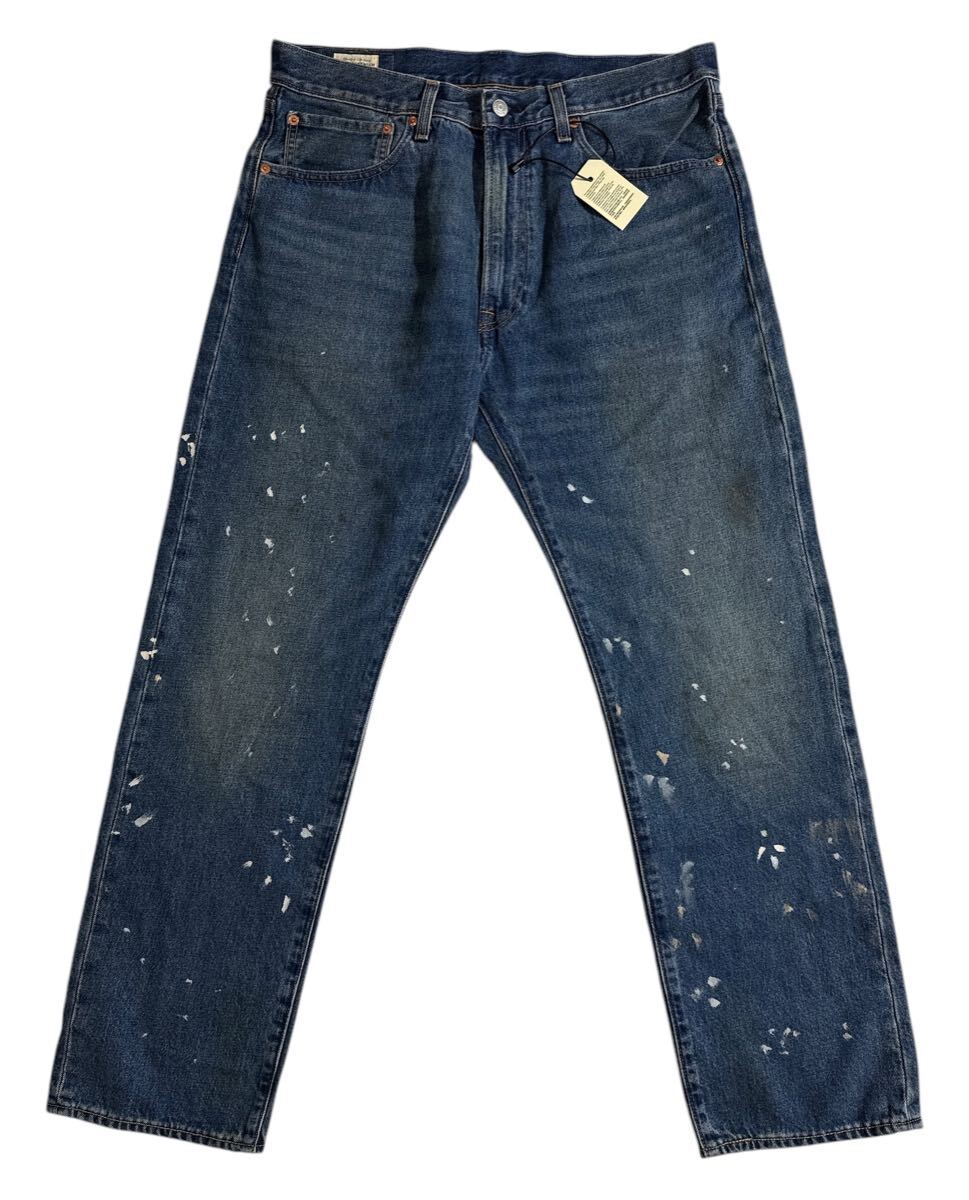 未着用 タグ付 ■ LEVI'S リーバイス プレミアム ■ ユーズド ペンキ 加工 551Z ジッパーフライ インディゴデニム W34L32拍卖