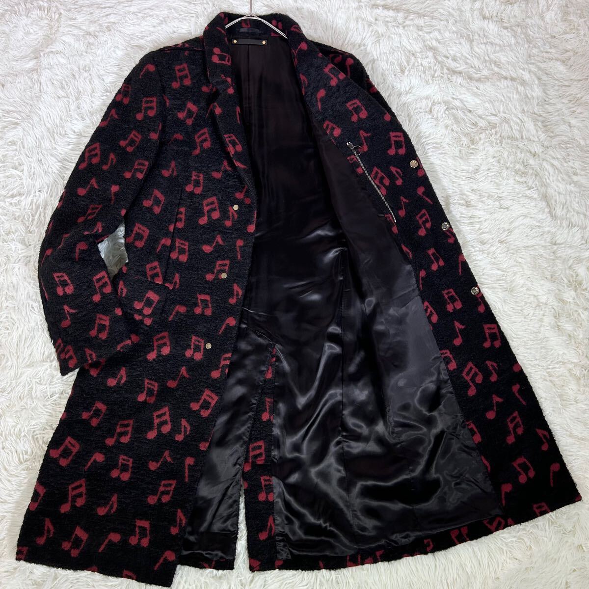 【希少モデル】Paul Smith ポールスミス チェスターコート 音符 総柄 ウール・アルパカ混 厚手 ロング丈 14AW コレクションライン Mサイズ拍卖