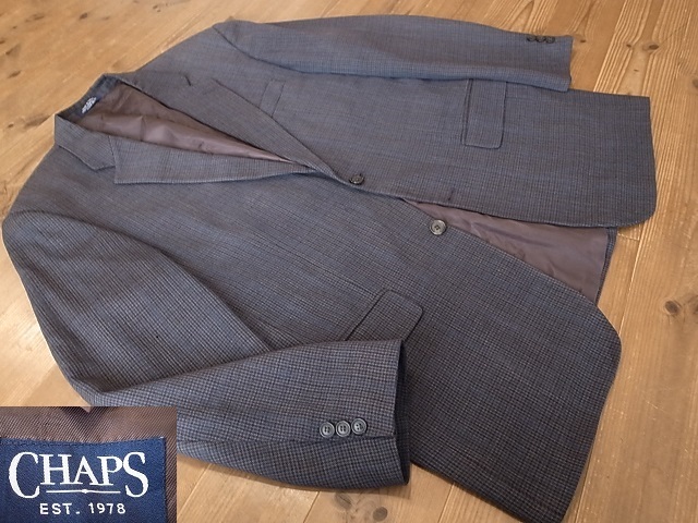 CHAPS ラルフローレン ウール オールシーズン 千鳥格子ピンチェック 2釦 テーラード ジャケット ブレザー アメリカ古着 サイズ 3XL 4L拍卖