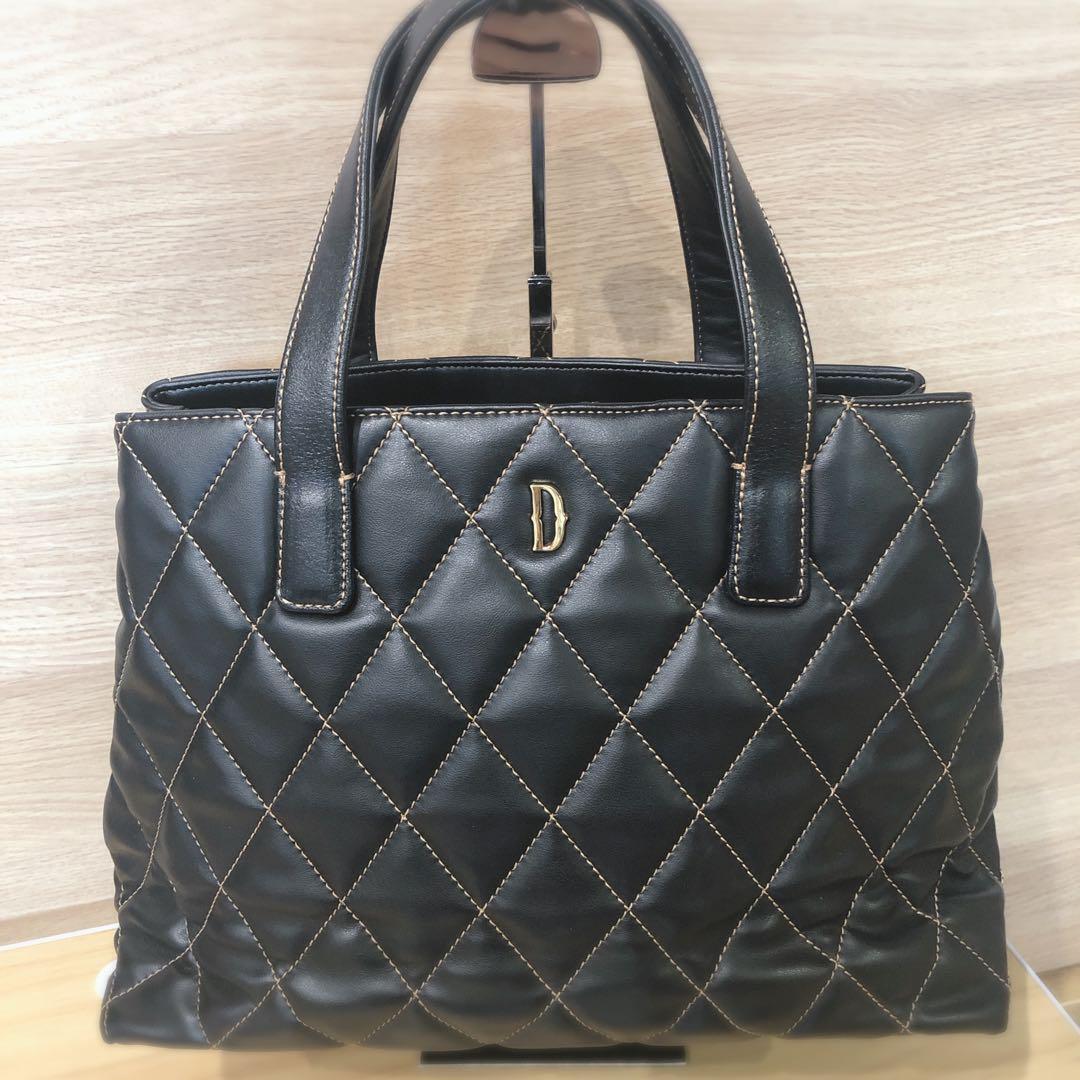 D キルティング レザー ハンドバッグ 33cm拍卖