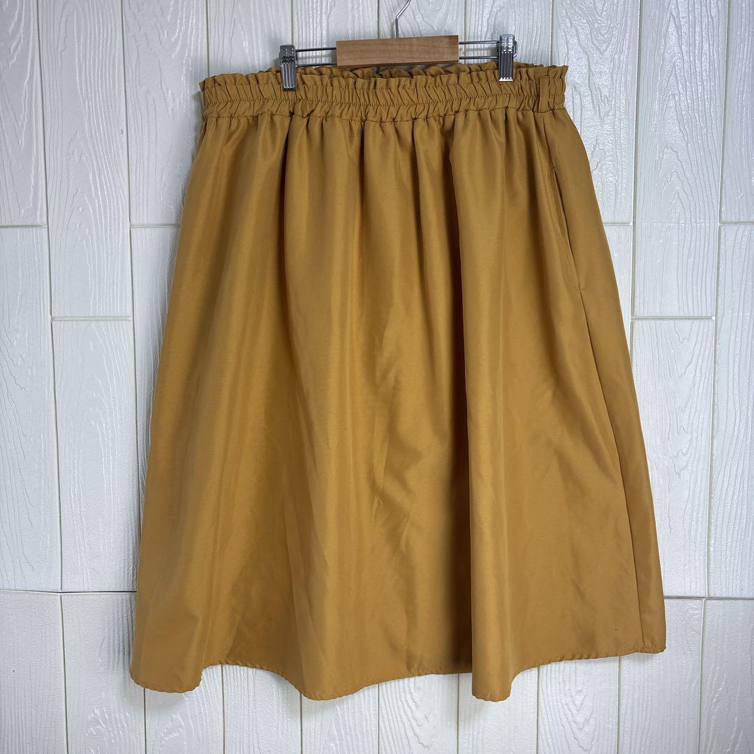 マスタード フレアスカート ひざ丈 80cmウエスト拍卖