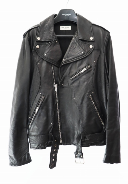 サンローラン パリ SAINT LAURENT PARIS 16AW エディ期 ラムレザー ダブル ライダース ジャケット 441005 YC1CA 54 黒 ブラック ☆AA★■24拍卖