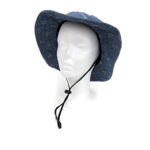 コロンビア Columbia アウトドア サファリハット ペイズリー柄 シャンブレー ロゴ刺繍 S/M 青 ブルー /SY48 メンズ レディース拍卖