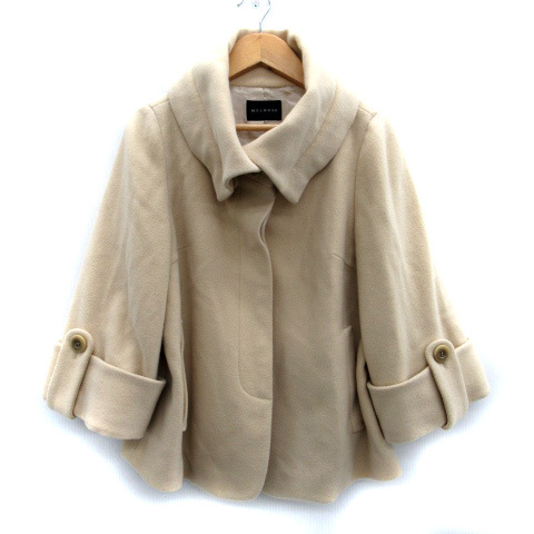 メルローズ MELROSE コート ショート丈 七分袖 3 ライトベージュ /SM10 レディース拍卖