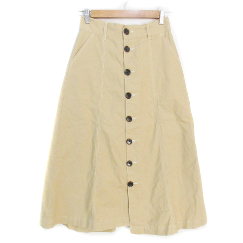 ヘザー Heather ボタンダウンスカート フレアスカート ロング丈 マキシ丈 無地 M ベージュ /FF21 レディース拍卖