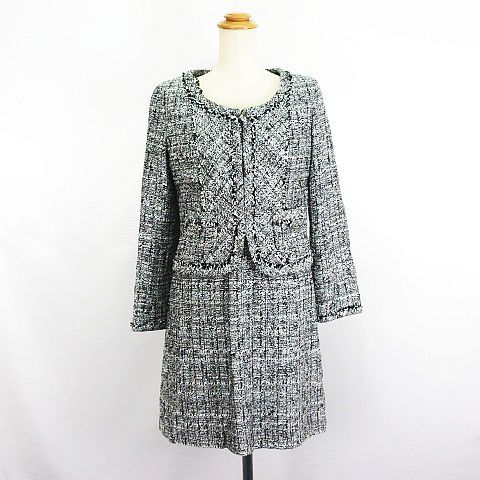 プロポーション ボディドレッシング セットアップ ワンピーススーツ ノーカラー 長袖 半袖 ひざ丈 ツイード 3 グレー系 ※EKM レディース拍卖