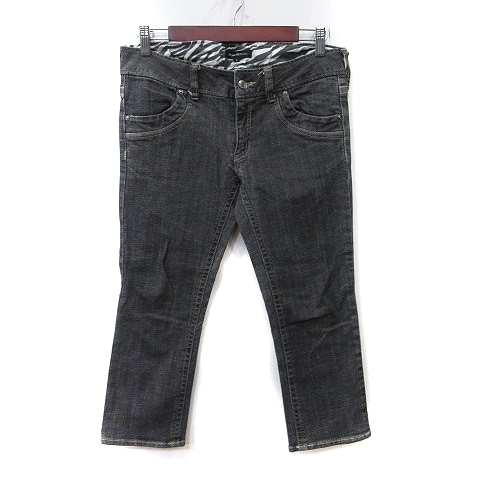 ボナジョルナータ BUONA GIORNATA クロップドパンツ カラーデニム L 黒 ブラック /YI レディース拍卖