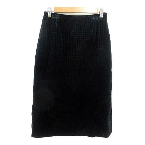 コムサデモード COMME CA DU MODE タイトスカート ミモレ ロング 千鳥格子 ベロア M 黒 ブラック /MN レディース拍卖