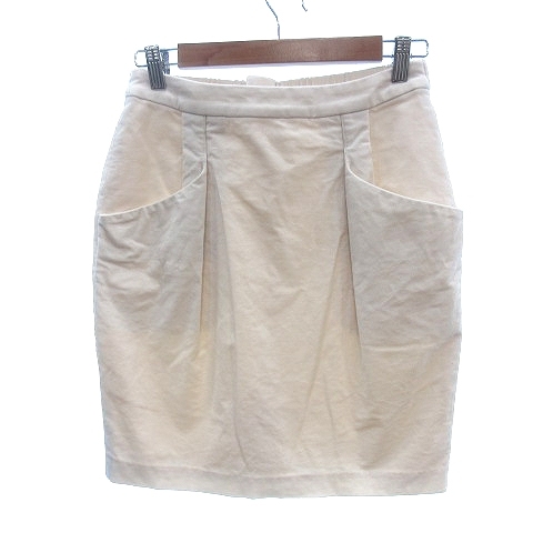 B&Y ユナイテッドアローズ BEAUTY&YOUTH ビューティー&ユース タイトスカート ひざ丈 コーデュロイ M アイボリー 白 ホワイト /AU拍卖