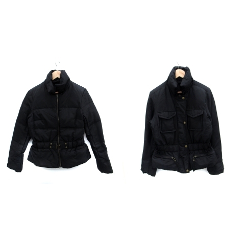 アトリエサブ ATELIER SAB ダウンジャケット リバーシブル ミドル丈 スタンドカラー 38 M 黒 ブラック /SM19 レディース拍卖