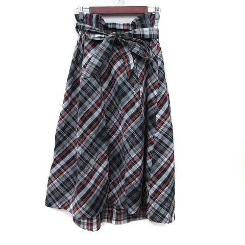 オゾック OZOC フレアスカート ギャザー ロング マキシ チェック フィッシュテール 38 M マルチカラー /YI レディース拍卖