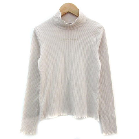 ワンアフター アナザー ナイスクラップ one after another NICE CLAUP リブカットソー 長袖 刺繍 ベージュ /YM2 レディース拍卖