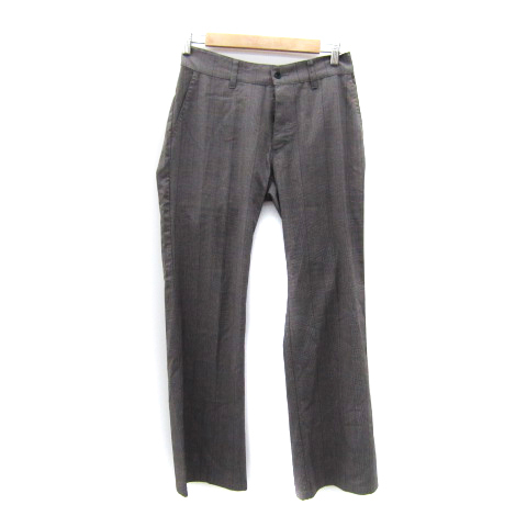 ズッカ zucca スラックスパンツ ストレートパンツ ロング丈 グレンチェック柄 ボタンフライ M グレー /SY15 メンズ拍卖