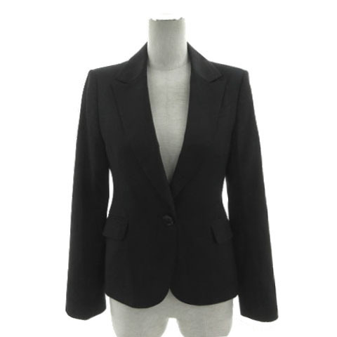 インディヴィ INDIVI ジャケット ピークドラペル シングル 1B 日本製 ブラック 黒 38 レディース拍卖