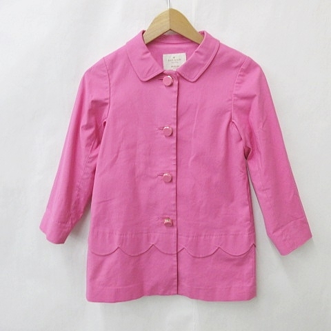 ケイトスペード KATE SPADE コート トレンチコート スカラップ 綿 ストレッチ ピンク 130 キッズ拍卖