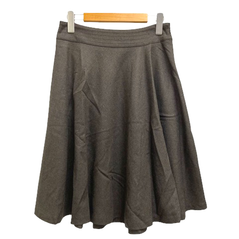 未使用品 フォッシィ FOSSI スカート フレア ウール混 膝丈 無地 40 茶 ダークブラウン レディース拍卖