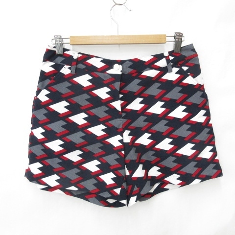 アダバット adabat ゴルフ パンツ ショートパンツ キュロット 総柄 ストレッチ ネイビー 紺 ホワイト 白 レッド 赤 グレー 40 レディース拍卖