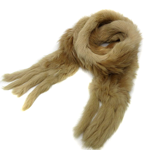 アナイ ANAYI リアルファー 毛皮 フリンジ マフラー ベージュ レディース拍卖