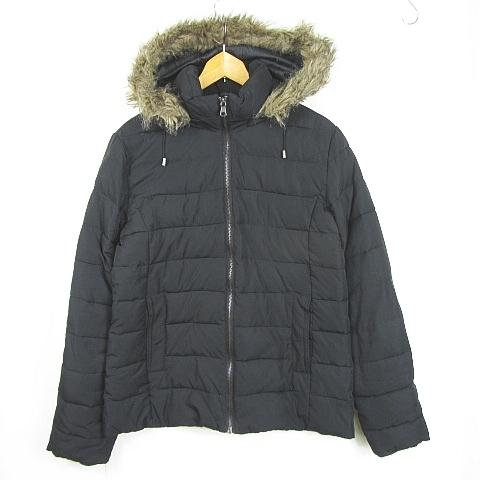 バナナリパブリック BANANA REPUBLIC 中綿 ジャケット コート フェイクファー フード付き S ブラック kz10285 レディース拍卖