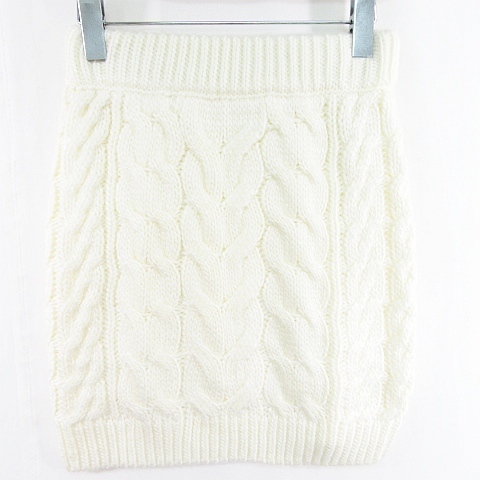 ヘザー Heather ニット スカート 膝丈 アクリル F アイボリー ケーブル編み kz10281 レディース拍卖