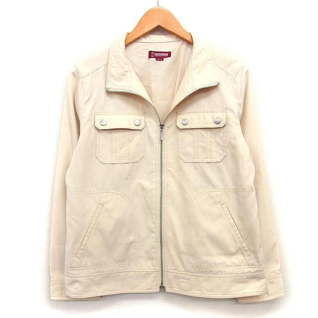 レノマ renoma ブルゾン ジャケット 無地 シンプル モックネック L ベージュ /HT34 レディース拍卖
