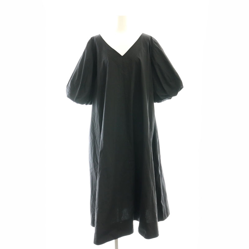ロペ ROPE 19SS ×神山まりあ 袖バルーンバックVネックフレアドレス ワンピース マキシ丈 ロング 五分袖 36 黒拍卖