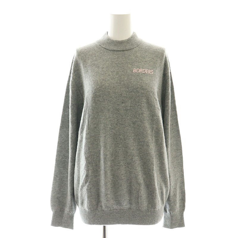 ボーダーズアットバルコニー BORDERS at BALCONY カシミヤ ロゴ刺繍 ニット セーター 長袖 36 杢グレー /MI ■OS ■SH レディース拍卖