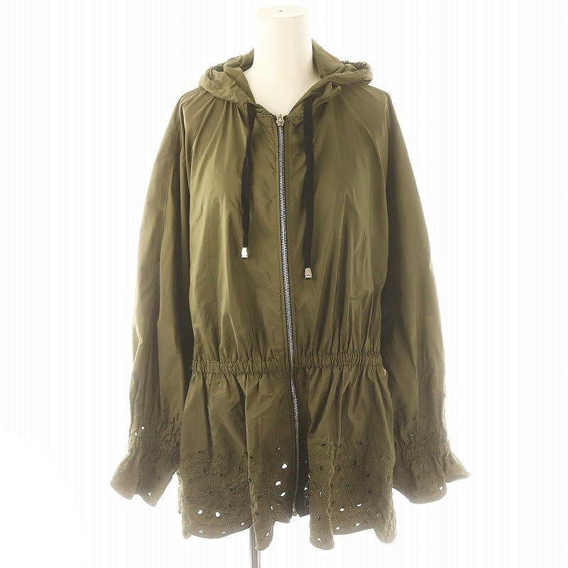 ザラ ZARA スカラップ刺繍ブルゾン ジャケット ジップアップ S カーキ /HK ■OS レディース拍卖