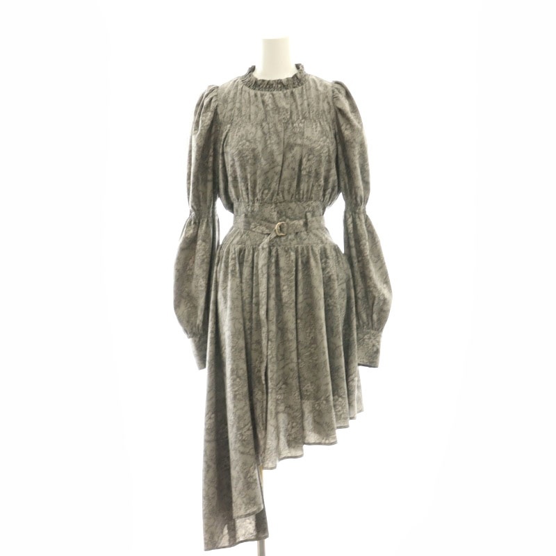 ダズリン dazzlin 23SS アシメギャザーミディワンピース 長袖 ロング S グレー /NR ■OS レディース拍卖