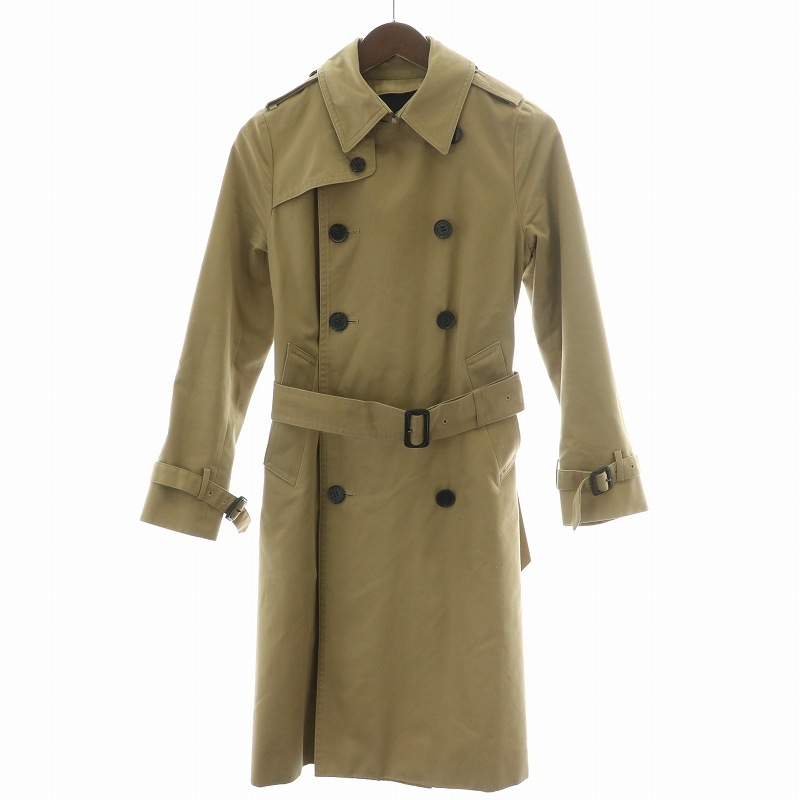 ハイク HYKE トレンチコート アウター ロング丈 ダブル ベルト ライナー付き 牛革 1 S ベージュ /BB レディース拍卖