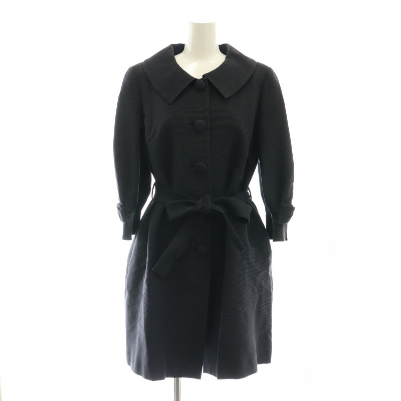 ルネ Rene TISSUE ビッグカラー スプリングコート リボン ベルト付き 34 紺 ネイビー /HK ■OS レディース拍卖