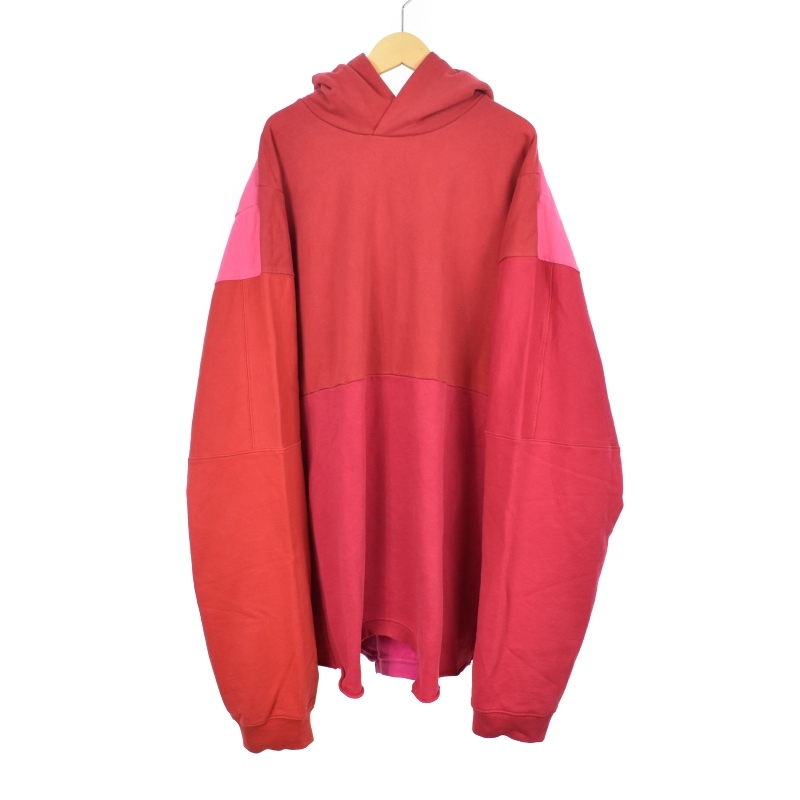 バレンシアガ BALENCIAGA アップサイド ダウン 再構築 パーカー プルオーバー フーディー XL 赤 レッド 727030 TVT2 ☆AA★ メンズ拍卖